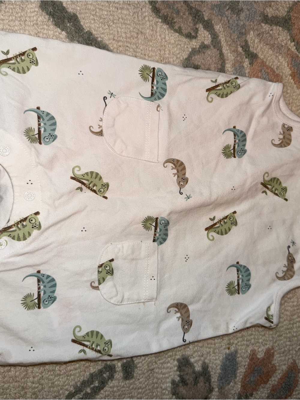 White Chameleon Print Sleep Sack for Kids - Soft Cotton